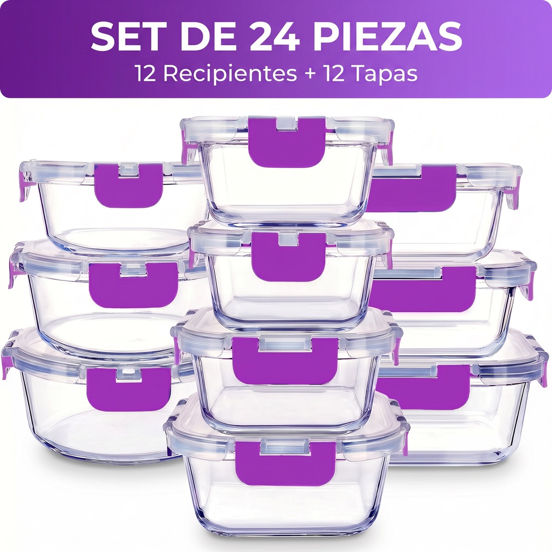 Set de 24 recipientes de cristal